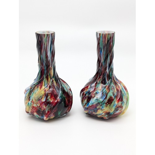 104 - Group (6) Art Glass Vases, Murano, Mdina, Plus Others. All In Excellent Condition, Large Swirl Patte... 