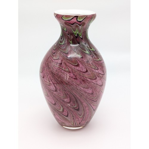 104 - Group (6) Art Glass Vases, Murano, Mdina, Plus Others. All In Excellent Condition, Large Swirl Patte... 