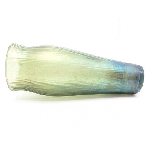 95 - Excellent Rare Likely Loetz Art Noveau Bud Vase With Green iridescent Ground and Vertical Pattern, C... 