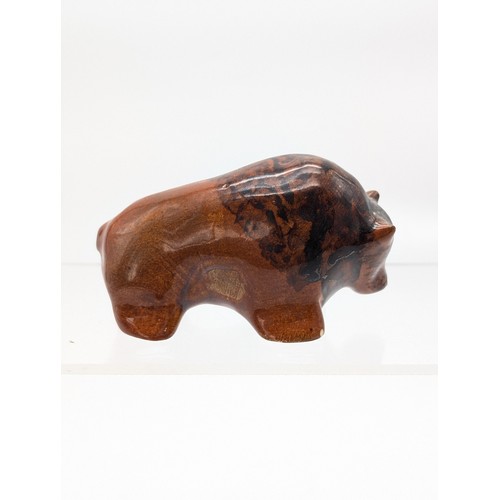 83 - Unusual Solid Stoneware & Glazed Buffalo Figurine. Excellent Condition Very Unusual And Displays Wel... 