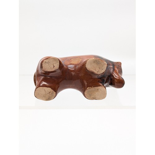 83 - Unusual Solid Stoneware & Glazed Buffalo Figurine. Excellent Condition Very Unusual And Displays Wel... 