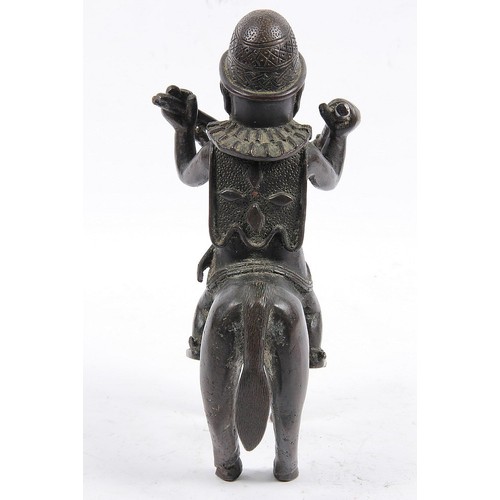 271 - AFRICAN BRONZE - Rare 17th C Benin City Bronze Helmeted Warrior King, Astride A Horse, Armed With Sw... 