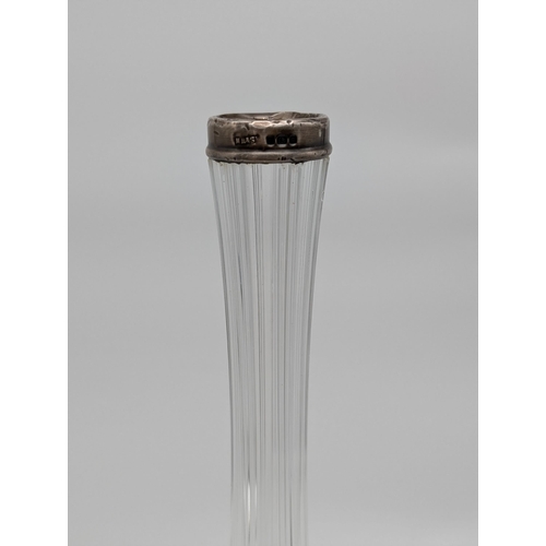 119 - London 1928 Silver Rimmed Stem Vase - Marked WH&S 21cm