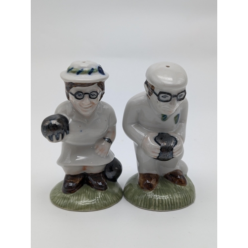 127 - Group (6) Novelty Salt and pepper Shakers to Include Mojolica Lobster Pair, Eskimo, and Bowls Pair (... 