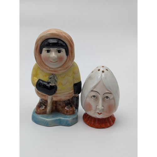 127 - Group (6) Novelty Salt and pepper Shakers to Include Mojolica Lobster Pair, Eskimo, and Bowls Pair (... 