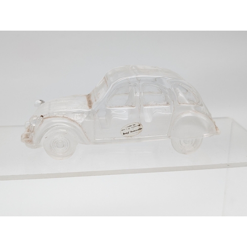 146 - Hofbauer Crystal Citroen 2CV Model 16x8cm