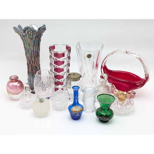 149 - Good Quantity Crystal, Cut Glass & Bohemian Glass To Include Capri Crystal Vase, Large Carnival Glas... 