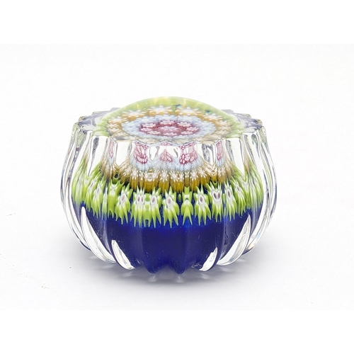 153 - Vintage Perthsire Millefiori Paperweight, P Cane Central With 4 Outer Cane Layers. On Cobalt Ground ... 