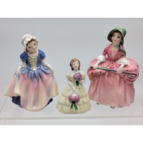 154 - Bundle (5) Including 3 Coalport Figures to Include; Bo Peep1811, Dinko Do 1678, & Kitty. Plus Two Ot... 