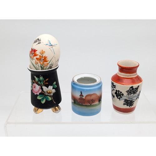 160 - Bundle Asian Ware, Including 6 Hand Painted Chinese Eggs Encased Within Glass Display, Fabulous Cork... 