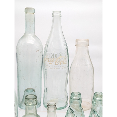 167 - Good Bundle (16) Vintage Advertising Bottles, Coca Cola, Marble Stopper Bottles, Plus Others