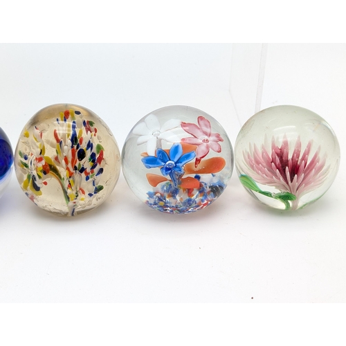 179 - Bundle (8) Paperweights To Include, Caithness Flower in The Rain, Myriad Plus Others.