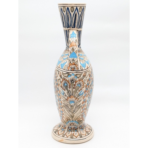 187 - Large & Well Decorated Two Handled Vase - Hand Painted With Floral Design Throughout. No Makers Mark... 