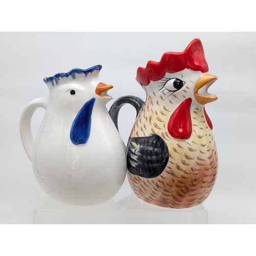 198 - Group (6) Novelty Jugs, All In Excellent Condition Most Italian Pottery. Two Chicken Design, One Tul... 