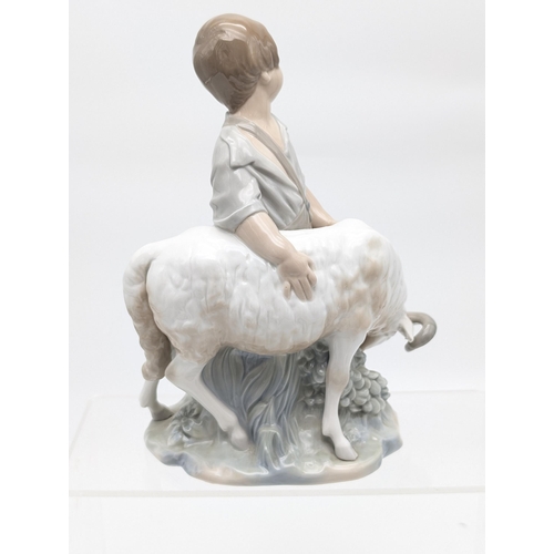 223 - Vintage Nao for Lladro Figurine, Boy With Goat. Excellent Condition No Damages 20x24cm Appx