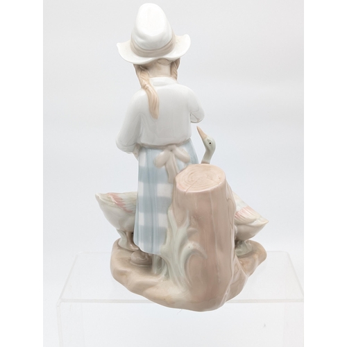 224 - Porceval Porcelain Figure Girl Feeding The Ducks - Spanish - 20x28cm Excellent Condition