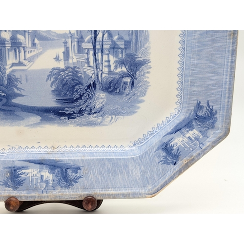 242 - Large Ironstone Blue and White Platter SIAM Clement & Son 18x14