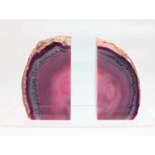 248 - Large Pair Purple Agate Natural Geode Bookends - Highly Polished Finish - Very Heavy ! Each Piece is... 