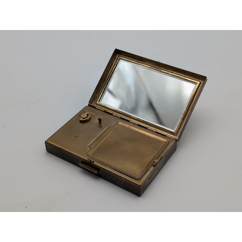 253 - 1950s Clover Mother Of Pearl Musical Powder Box Excellent Condition, Appears to Be Working. Good Con... 