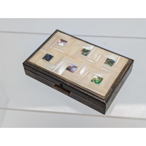 253 - 1950s Clover Mother Of Pearl Musical Powder Box Excellent Condition, Appears to Be Working. Good Con... 