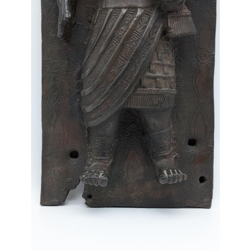 268 - Reproduction Benin Bronze Style Heavy Resin Figurine, Heavy. Attractive Display Piece 18x43cm