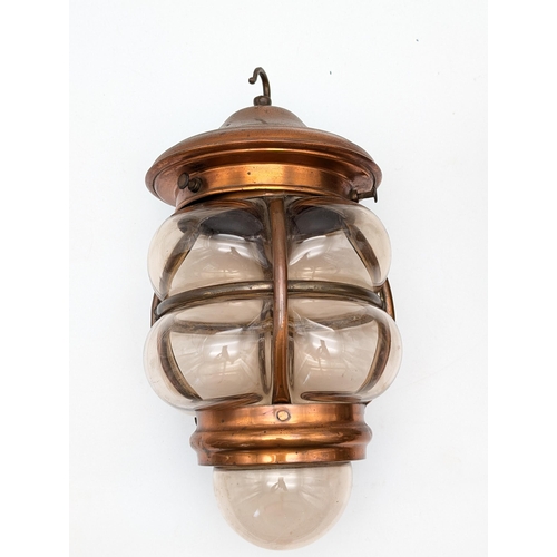 274 - Group of Three Metalwork & Bubble Glass Lanterns. 30cm