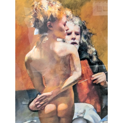 320 - ROBERT LENKIEWICZ (BRITISH 1941-2002) 'THE PAINTER WITH PAULA', the artist with a nude female figure... 