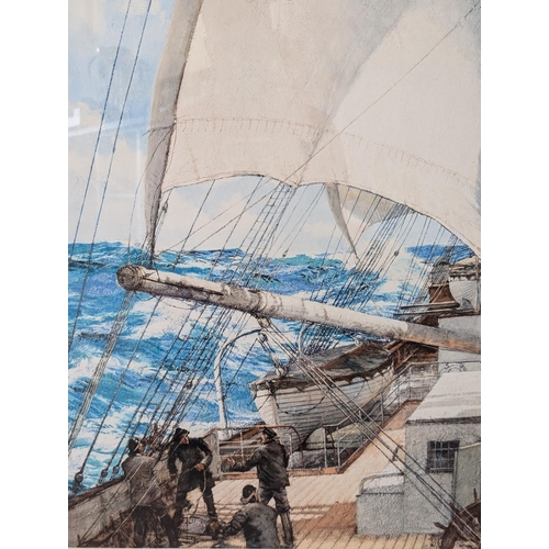 322 - Signed Limited Edition Print, Montague Dawson Gale Force Eight Signed By Round the World Yachtsman C... 