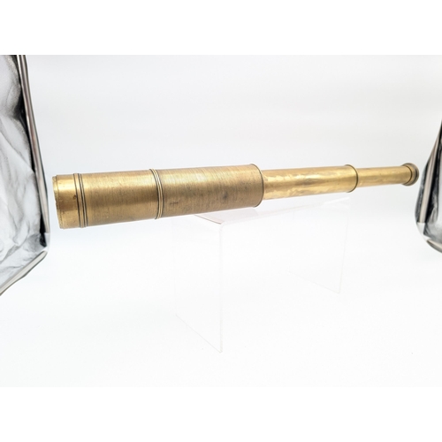 336 - Solid Brass J. H Steward Telescope, Telescopic Function Works Well. Makers Mark Near Eye Piece, Eye ... 