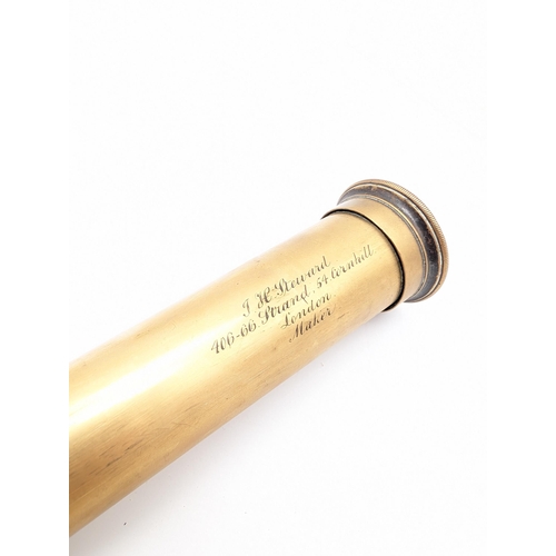 336 - Solid Brass J. H Steward Telescope, Telescopic Function Works Well. Makers Mark Near Eye Piece, Eye ... 