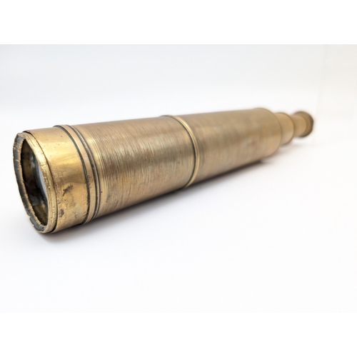 336 - Solid Brass J. H Steward Telescope, Telescopic Function Works Well. Makers Mark Near Eye Piece, Eye ... 