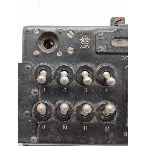 339 - a WWII Second World War Lancaster Bomb-Aimers Bomb Compartment Arming Switch Panel. Various Official... 