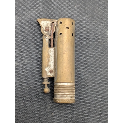 343 - Rare Taifun Austria Brass Trench Lighter, C1920 Overall Good Condition Mechanism Works