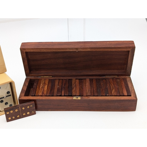 374 - Two Sets Vintage Dominos, One Brass & Walnut Set In Box Of Issue, Bacardi Dominos New and unused