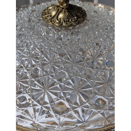 278A - Impressive Vintage Cut Glass / Brass Table Lamp - Couple Droplets Missing as Seen 50x30cm