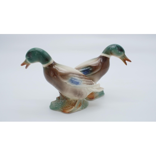 66 - Pair Vintage Porcelain Ducks - 14x15cm