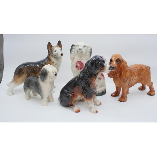 73 - Quantity (5) Vintage Ceramic Dog Figurines To Include, Staffordshire, Melba, Plus Others Largest 25x... 