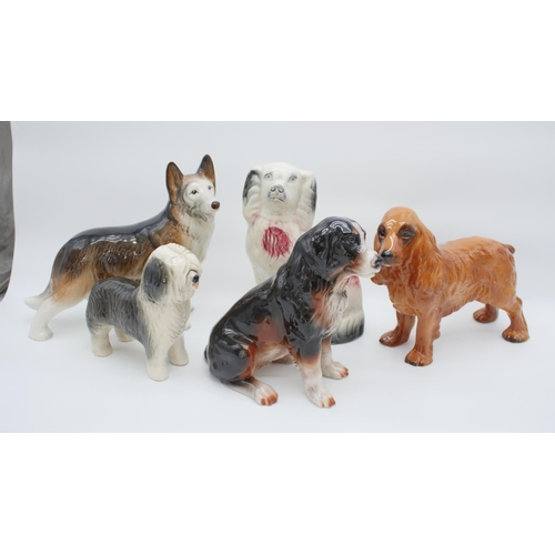 73 - Quantity (5) Vintage Ceramic Dog Figurines To Include, Staffordshire, Melba, Plus Others Largest 25x... 