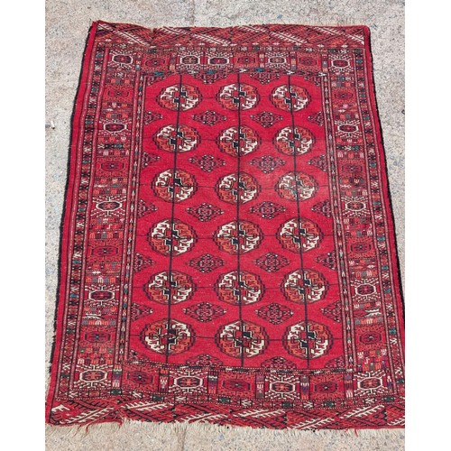 298 - Afghan Turkmen, Muri Gul Carpet / Rug, Buhara Design Originates From North Eastern Iran Mid Century,... 