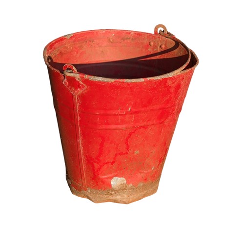 18 - Galvanised Red Metal Fire Bucket 30x30cm AF Some Dents