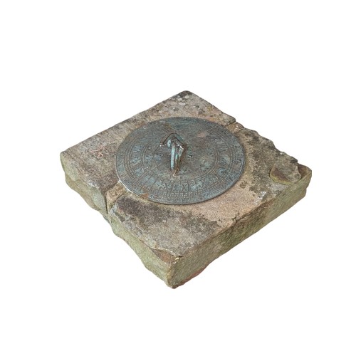 11 - Vintage Garden Sundial, Well Patinated On Concrete Plinth 40x40cm