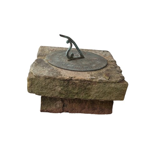 11 - Vintage Garden Sundial, Well Patinated On Concrete Plinth 40x40cm