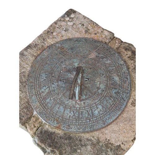 11 - Vintage Garden Sundial, Well Patinated On Concrete Plinth 40x40cm