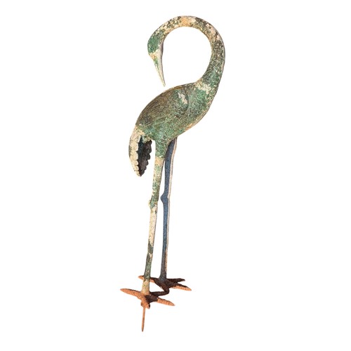 16 - Large Garden Metal Crane - Excellent Patina 90cm