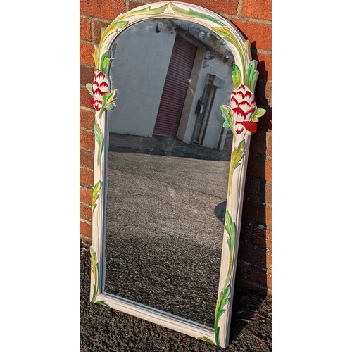 33 - Compliments Previous Lot Gorgeous Floral Design Wall Mirror, Beautifully Decorated and Very Unusual ... 