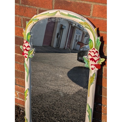 33 - Compliments Previous Lot Gorgeous Floral Design Wall Mirror, Beautifully Decorated and Very Unusual ... 