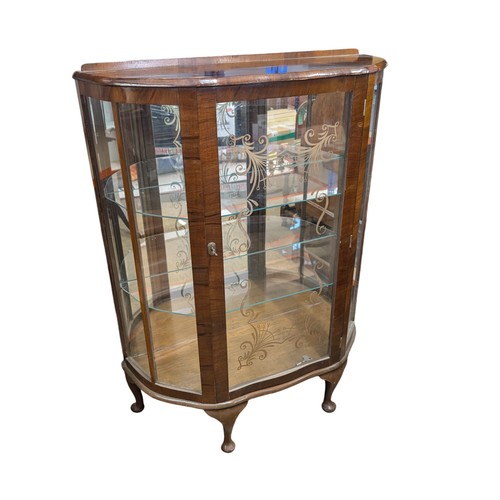 37 - Mahogany Display Cabinet With 2 Glass Shelves 86x34x112cm With Key