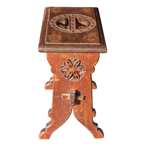 41 - Believed Spanish 18/19th Century Stool, Possibly Religious / Church In Nature? Came From Old Religio... 