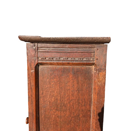 29 - Antique 17c Charles II Joined & Oak Boarded Oak Mural Ventilated Livery Cupboard, Single Door With T... 