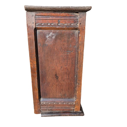 29 - Antique 17c Charles II Joined & Oak Boarded Oak Mural Ventilated Livery Cupboard, Single Door With T... 